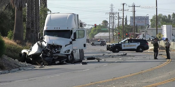 Head-on Crash With Big Rig Kills Pickup Truck Driver In Jurupa Valley ...